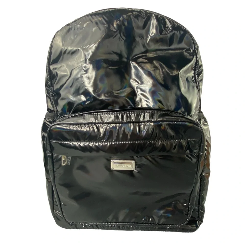 Madden Girl black shiny puffer backpack EUC